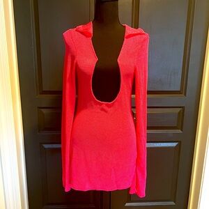 Hot pink long sleeve cover up